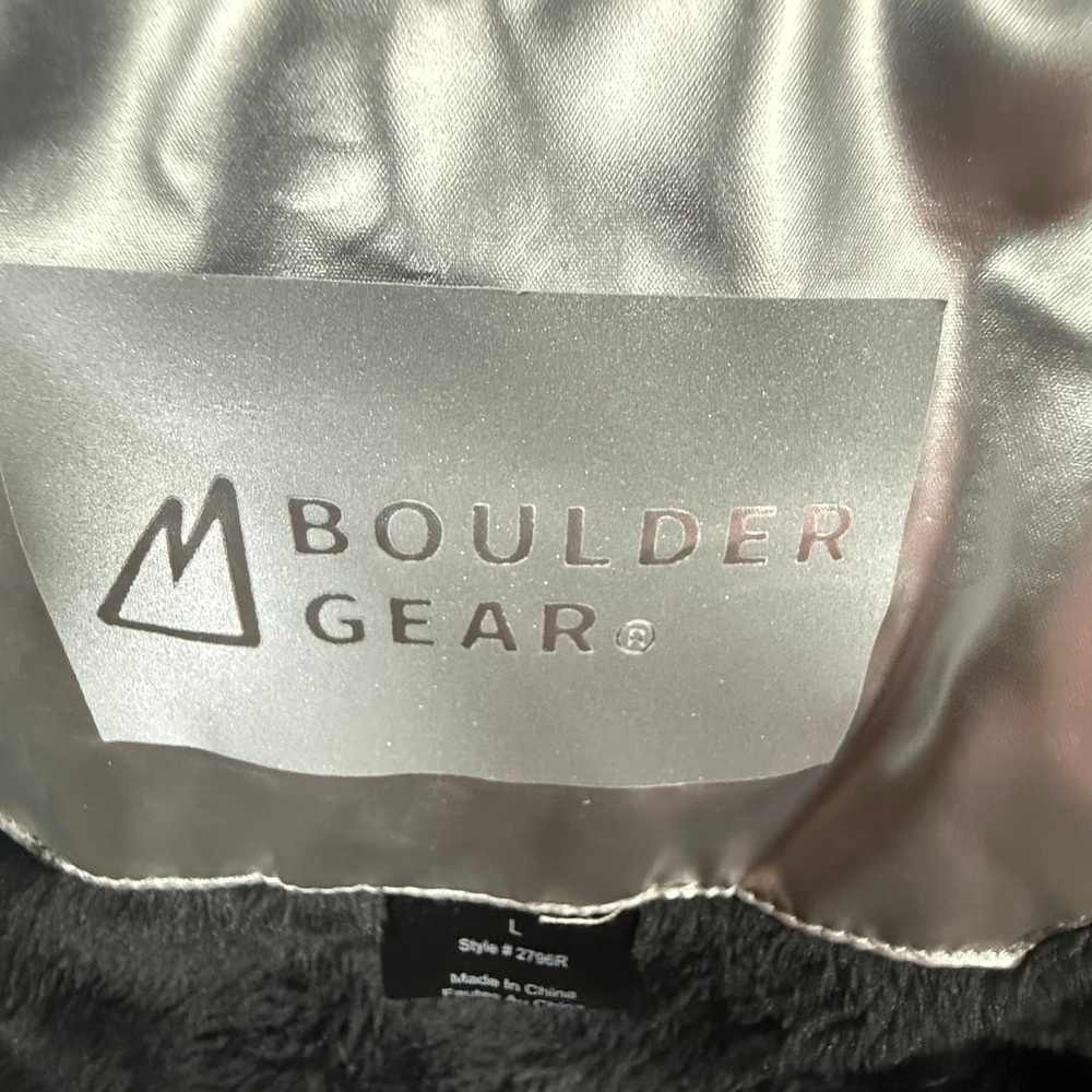 Boulder Gear Silver Metallic Puffer Jacket Faux Fur Lined Women's Large Coat - Picture 7 of 13